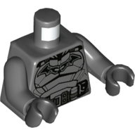 Lego Torso Armor, Black Batman Logo Print, Dark Bluish Gray Arms, Black Hands / Dark Bluish Gray