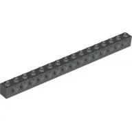 Technic Brick 1 x 16 [15 Pin Holes] / Dark Gray