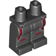 Lego Hips and Black Legs with Straps, Pockets, Dark Red / Black
