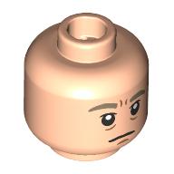 Lego Minifig Head Xenophilius Lovegood, Dark Tan Eyebrows, Bags under Eyes, Smile / Frown / Light Nougat