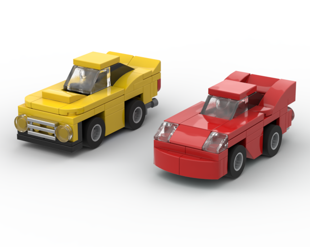 Lego 4 Wide Pullback Muscle car and Sports Car