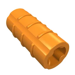 Technic Axle Connector Ridged [with x Hole x Orientation] / Orange