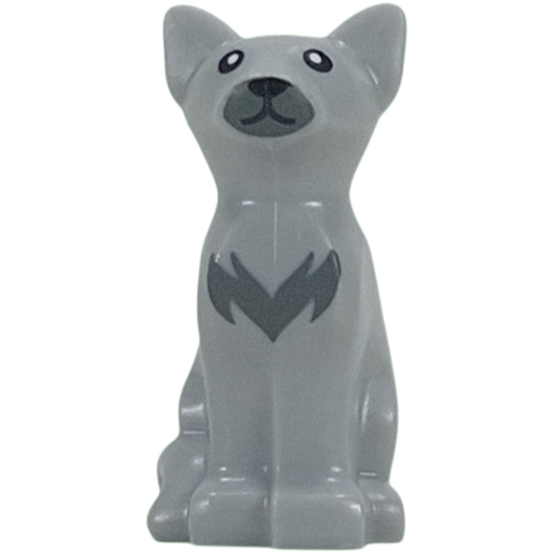 Lego Animal, Cat Sitting with Dark Bluish Grey Nose, Chest Fur print / Light Bluish Gray