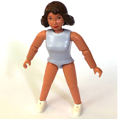 Lego Belville Figure Articulated Elbows, Female, Brown Hair, Light Violet Torso with Lace Collar Print / Light Violet