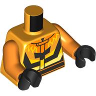 Lego Torso, Black Stripes, Yellow Flames print, Orange Arms, Black Hands / Bright Light Orange