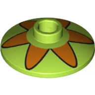 Dish 2 x 2 Inverted [Radar] with Orange Six Petal Flower Print
