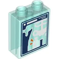 Duplo Brick 1 x 2 x 2 with X-Ray, Dark Blue Background, White Skeleton Print / Trans-Light Blue