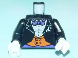 Torso Batman Suit with Orange Vest, Purple Bow Tie Pattern / Black Arms / White Hands