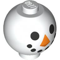 Lego Brick Round 2 x 2 Sphere with Stud with Snowman Face print