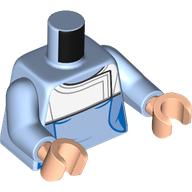 Lego Torso Scrubs, White Medical Robe print, Bright Light Blue Arms, Light Nougat Hands / Bright Light Blue