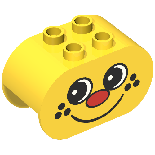 Lego Duplo Brick 2 x 4 x 2 Rounded Ends with Red Nose and Freckle Face Print / Yellow
