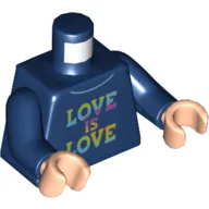 Torso, Sweater with Rainbow 'LOVE IS LOVE' Print, Dark Blue Arms, Light Nougat Hands / Dark Blue