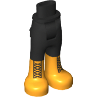 Lego Minidoll Hips and Trousers with Back Pockets and Black Laces on Bright Light Orange Boots Print / Black
