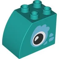 Duplo Brick 2 x 3 x 2 with Curved Top, Eyes Print / Dark Turquoise