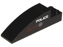 Slope, Curved 8 x 2 x 2 with 4 Recessed Studs with 'POLICE' and Danger Triangle Pattern on Left Side (Sticker) - Set 5974