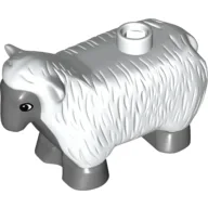 Duplo Animal Sheep with Dark Bluish Gray Face, Belly and Feet Print / White