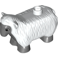 Lego Duplo Animal Sheep with Dark Bluish Gray Face, Belly and Feet Print / White