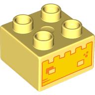 Lego Duplo Brick 2 x 2 with Sandcastle print / Bright Light Yellow