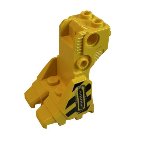 Lego Equipment Support Foot Platform with Black Danger Stripes and Hose Print / Yellow