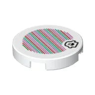 Tile Round 2 x 2 with Peepa and Barcode Print (Sticker) / White