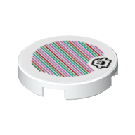 Lego Tile Round 2 x 2 with Bottom Stud Holder with Peepa and Barcode Print (Sticker) / White