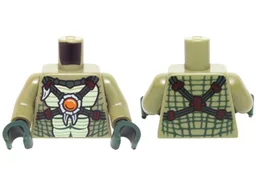 Torso Crocodile Skin with Dark Green Crossing Straps and Fire Chi Emblem Pattern / Olive Green Arms / Dark Green Hands