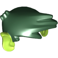 Lego Hair Swept Forward with Lime Ears (Beastboy) Pattern / Dark Green