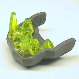 Creature Body Part, Rock Monster King Jaw Lower with Trans-Neon Green Teeth / Dark Bluish Gray