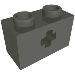 Technic Brick 1 x 2 with Axle Hole Type 2 [X Opening] / Dark Gray