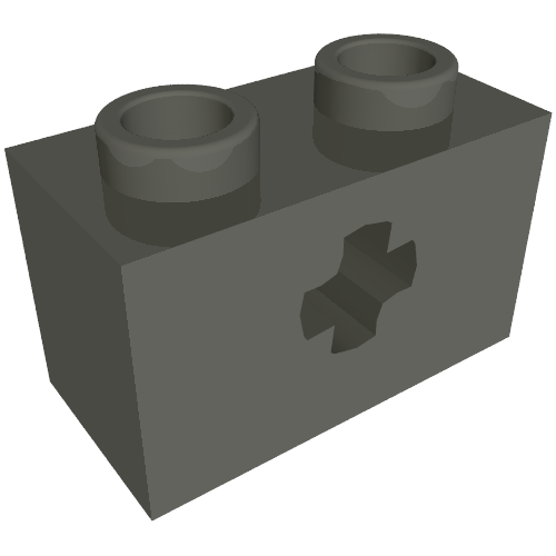 Lego Technic Brick 1 x 2 with Axle Hole Type 2 [X Opening] / Dark Gray