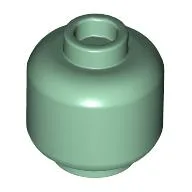 Minifig Head [Plain] [Vented Stud - 2 Holes] / Sand Green