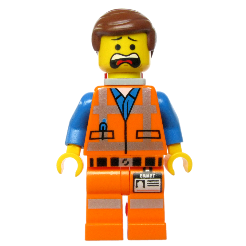 Lego Emmet, Piece of Resistance, Eyebrows, Happy / Scream, Red Plate