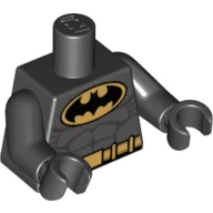 Torso, Batman Logo in Gold Oval with Muscles and Gold Belt Print, Black Arms and Hands