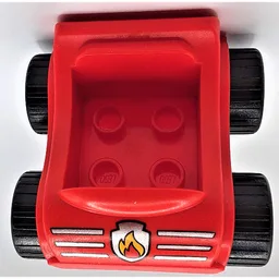 Duplo Car with Silver Wheels and Fire Logo Print / Red