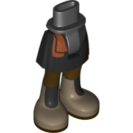 Lego Minidoll Hips and Short Skirt Dark Orange Sash, Dark Tan Boots / Black