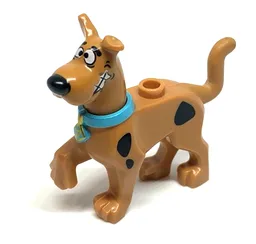 Dog, Great Dane Scooby-Doo Walking with Medium Azure Collar, Chattering Teeth Pattern
