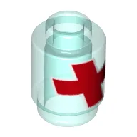 Brick Round 1 x 1 with Red Cross Print