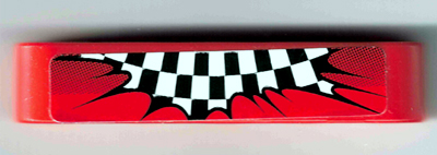 Lego Technic, Liftarm Thick 1 x 5 with Black and White Checkered Flag Explosion on Red Background Pattern (Sticker) - Set 8242
