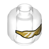 Minifig Head Invizable, Glasses with Gold Lenses with Reflective Lines Print [Hollow Stud] / Trans-Clear