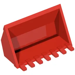 Construction Vehicle Bucket 3 x 6, 9 Hinge Teeth / Red
