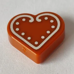 Tile 1 x 1 Heart with Cookie, White Icing Print / Dark Orange