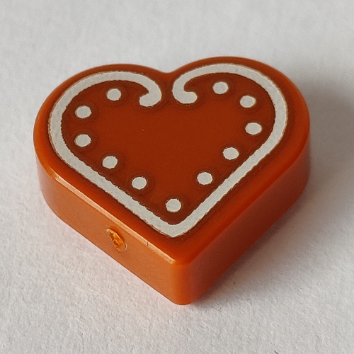 Lego Tile 1 x 1 Heart with Cookie, White Icing print
