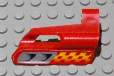 Lego Technic, Panel Fairing #25 Small Short, Small Hole, Side A with Air Vents and Orange Checkered Racing Pattern (Sticker) - Set 8650
