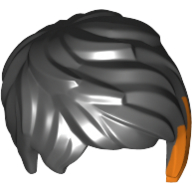 Lego Hair Short Tousled with Side Part with Dark Orange Streak