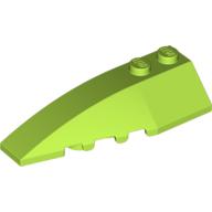 Lego Brick Wedged, Curved 6 x 2 Left, Inner Ridges / Lime