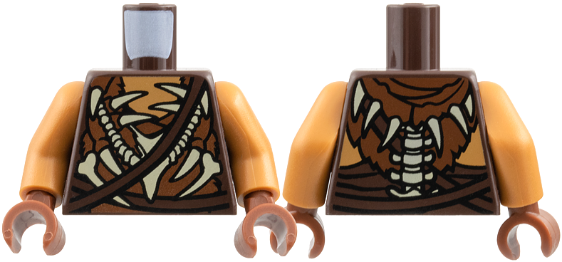 Lego Torso LotR Armor Crude with Bones, Spikes and Dark Brown Straps Pattern (Gundabad Orc) / Medium Nougat Arms / Reddish Brown Hands