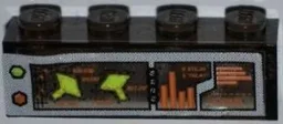 Brick 1 x 4 without Bottom Tubes with Alien Spaceships on Monitor Pattern (Sticker) - Set 7648