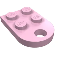 Plate Special 3 x 2 with Rounded End, Hole / Bright Pink