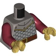 Torso, Silver Armor, Gold Trim, Reddish Brown Belt Print, Dark Red Arms, Pearl Gold Hands