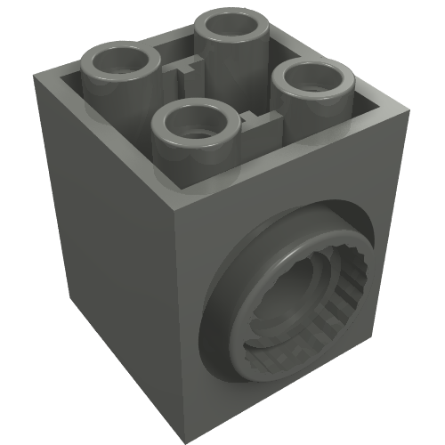 Lego Brick Special 2 x 2 x 2 with Rotation Joint Socket and Rear Pin Hole / Dark Bluish Gray